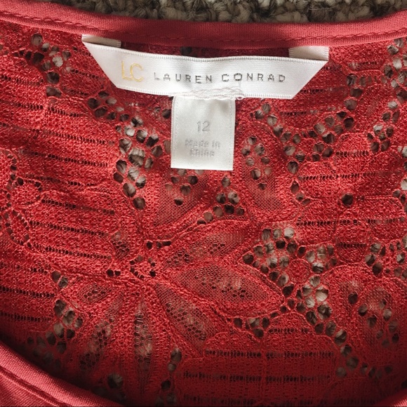 Lauren Conrad red lace trim dress - Picture 3 of 7